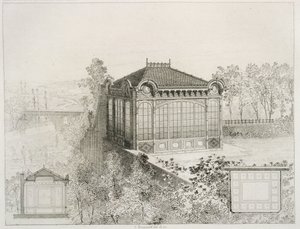 Pläne und Aufriss eines Gartenpavillons, ca. 1880