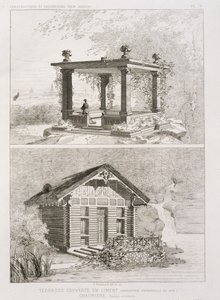 Terrasse mit Zement bedeckt und Laube, entworfen von Danjoy, ca. 1880