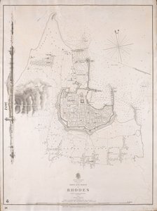 Archipel, Rhodos-Insel, Stadt und Häfen von Rhodos, vermessen von Kommandant Thomas Graves, HMS 