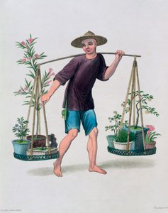 Ein Träger mit Obstbäumen und Blumen, China, 1800