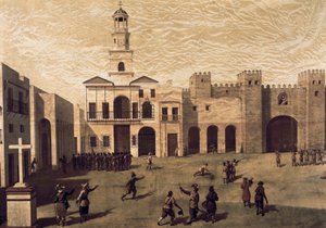 Ansicht des San Juan de Dios Platzes und des Rathauses von Cádiz, 1596 von J. Garcia