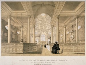 Innenansicht nach Osten, Kirche St. Stephen Walbrook, City of London von J Graf