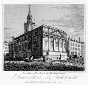 St. Laurences Kirche, King Street, Cheapside, City of London, 1817