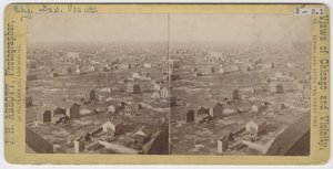 Stereofotografie des Blicks nach Nordwesten vom Wasserturm nach dem Brand von Chicago 1871, 1871