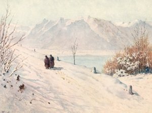 Die Savoyer Alpen, Winter, von der Straße nach Caux, JHL (Farblithografie)
