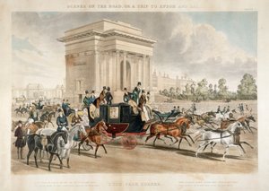 Pferdekutschen entlang der Hyde Park Corner, London, 1838 von J Harris