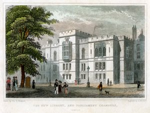 Die neue Bibliothek und Parlamentskammern, Westminster, London, 1829 von J Hinchcliff