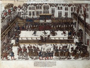 Turnier und Tod von Henri II (30. Juni 1559) von J. J. and Tortorel J. (fl.1568 92) Perrissin