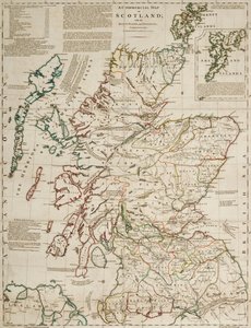 Eine kommerzielle Karte von Schottland mit den Straßen, Etappen und Entfernungen