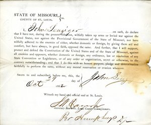 Treueeid von John Leuziger aus Missouri, County of St. Louis