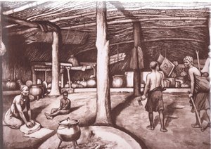 In einem Kaffir-Kraal, aus MacMillan-Schulpostern, ca. 1950-60er