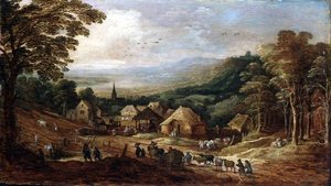 Herbstlandschaft mit Bauern