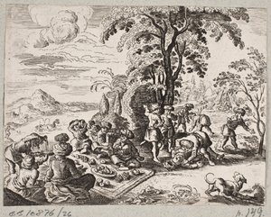 Illustration zu Adam Olearius, „Persianischer Rosenthal von einem Sinnreichen Poeten Schich Saadi […]“, Schleswig 1660 von J. Muller