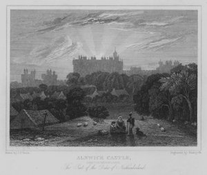 Alnwick Castle, Northumberland, Der Sitz des Duke of Northumberland von John Preston Neale