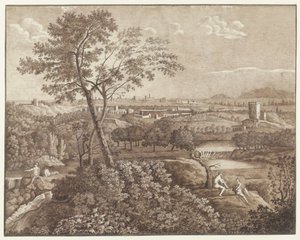 Italienische Landschaft in der Umgebung von Rom von J. Pallard