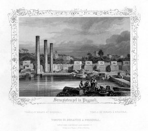 Tempel des Serapis in Pozzuoli, Italien, 19. Jahrhundert von J. Poppel