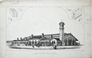 Neue Station in Dovor. London, Chatham und Dovor Railway. 1860 von J. R. Jobbins