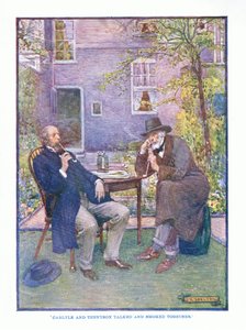 Carlyle und Tennyson sprachen und rauchten zusammen, aus Englische Literatur, veröffentlicht von T C & EC Jack, ca. 1920