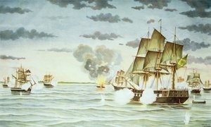 Die Schlacht von Quilmes während des Cisplatine-Krieges (1825-28) zwischen Uruguay und Brasilien