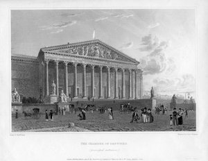 Der Sitzungssaal der Abgeordneten, Haupteingang, Paris, Frankreich, 1822