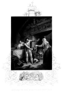 Alfred der Große im Hüttenknechtshaus, 9. Jahrhundert n. Chr., 1880 von J. Rogers