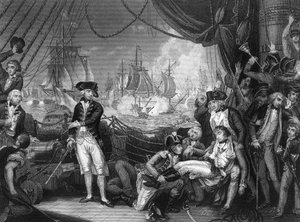 Szene auf dem Deck der Queen Charlotte, 1. Juni 1794, um 1857 von J. Rogers