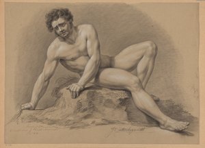 Sitzender männlicher Akt, von vorne gesehen (2. Preis 1810)