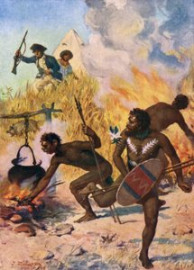 Eine Schleife nach Luv machen, sie zünden das Gras an von J. Williamson