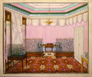Ein neoklassizistisches Biedermeier-Schreibzimmer im Schloss Ballenstedt, Sachsen-Anhalt