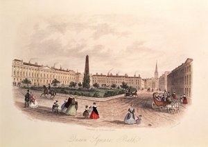 Queen Square, Bath, graviert von J. Shury, ca. 1840 von J. after Appleby