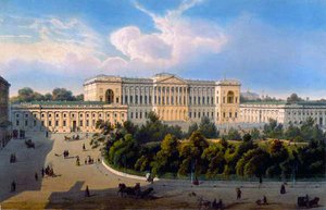 Palast des Großfürsten Mikhail, Ansicht vom Platz, gedruckt von Schmidt und Chevalier, veröffentlicht von Lemercier, Paris, 1850er Jahre von J. after Charlemagne