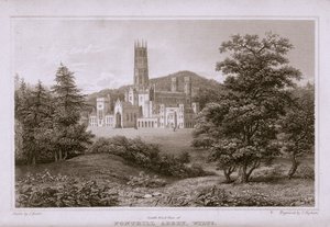 Südwestansicht von Fonthill Abbey, graviert von T. Higham, 1823