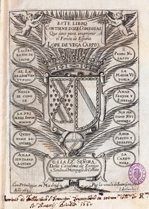 Halbtitelblatt der Sammlung von zwölf Komödien von Felix Lope de Vega Carpio (1562-1635) von J. de (after) Courbes