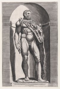 Speculum Romanae Magnificentiae: Kaiser Commodus als Herkules, 1582 von Jacob(us) Bos.