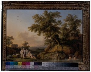 Ein Paar Landschaften mit badenden Nymphen von Jacob Philippe Hackert