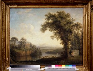 Antike Landschaft mit dem Grab von Phaeton. Klymene weint am Grab ihres Sohnes. Gemälde von Jacob Philipp Hackert (1737-1807) 1785, Puschkin-Museum, Moskau von Jacob Philippe Hackert