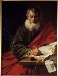 Der heilige Paulus beim Schreiben. Gemälde von Jacob Adriaensz Backer (1608-1651)