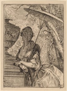 Junge Frau mit Sonnenschirm von Jacob Buys