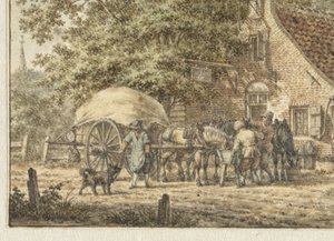 Haltestelle vor einem Gasthaus im Sommer von Jacob  Cats