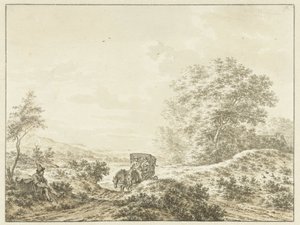 Hügelige Landschaft mit Reisewagen von Jacob  Cats