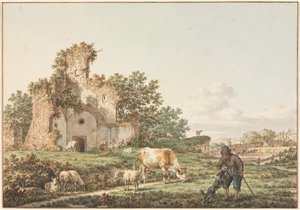 Pastorale Landschaft mit einer Ruine, 1799