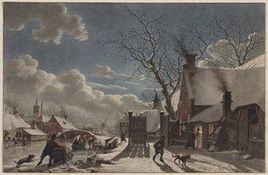 Winternacht in einer niederländischen Stadt