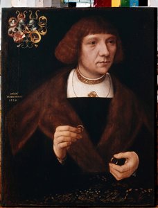 Porträt eines Mannes mit Ringen von Jacob Claesz. von Utrecht