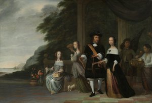 Pieter Cnoll, Cornelia van Nijenrode, ihre Töchter und zwei versklavte Diener von Jacob Coeman