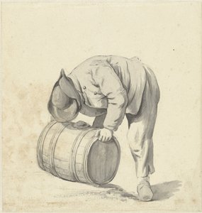 Mann beugt sich vor, um ein Fass zu heben von Jacob Ernst Marcus