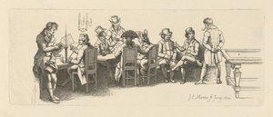 Männer in einem Kaffeehaus mit einem Billardzimmer, 1814