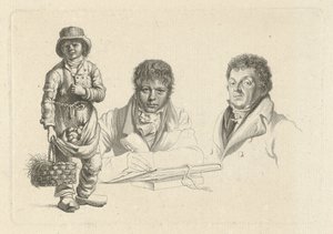 Porträts von J.P. Visser Bender und P.Pz. Barbiers neben einem Jungen von Jacob Ernst Marcus
