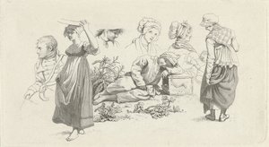 Studienblatt mit einem schlafenden Jungen und Figuren von Jacob Ernst Marcus