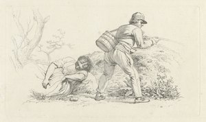 Studienblatt mit einer schlafenden Frau und einem Angler von Jacob Ernst Marcus