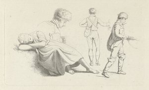 Studienblatt mit einer schlafenden Frau und einem Jäger von Jacob Ernst Marcus